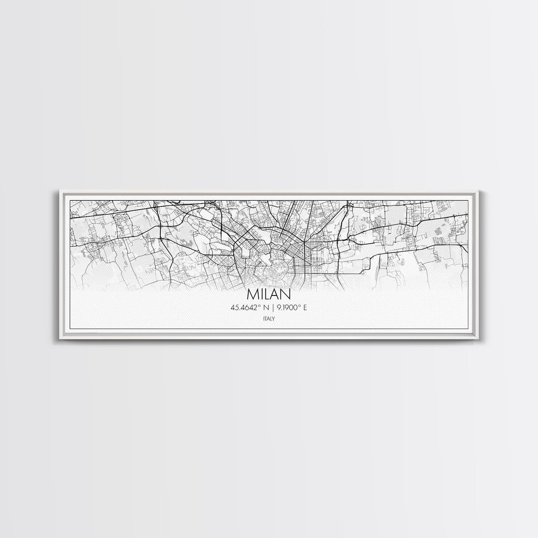 Panoramic Milan City Map, Italy Art, Map Print, Minimalist Wall Art, Canvas Art, Housewarming Gift, Street Map Art, Closing Gift