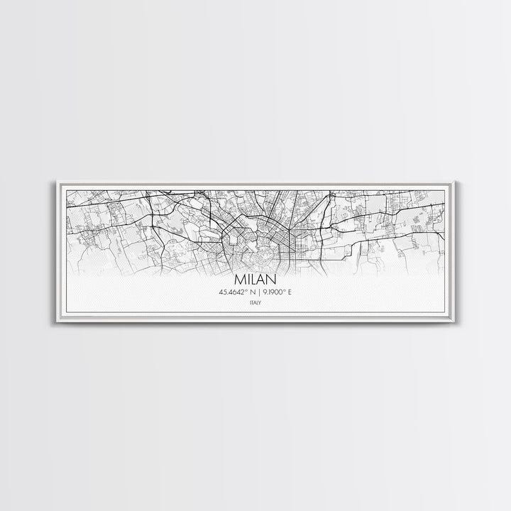 Panoramic Milan City Map, Italy Art, Map Print, Minimalist Wall Art, Canvas Art, Housewarming Gift, Street Map Art, Closing Gift