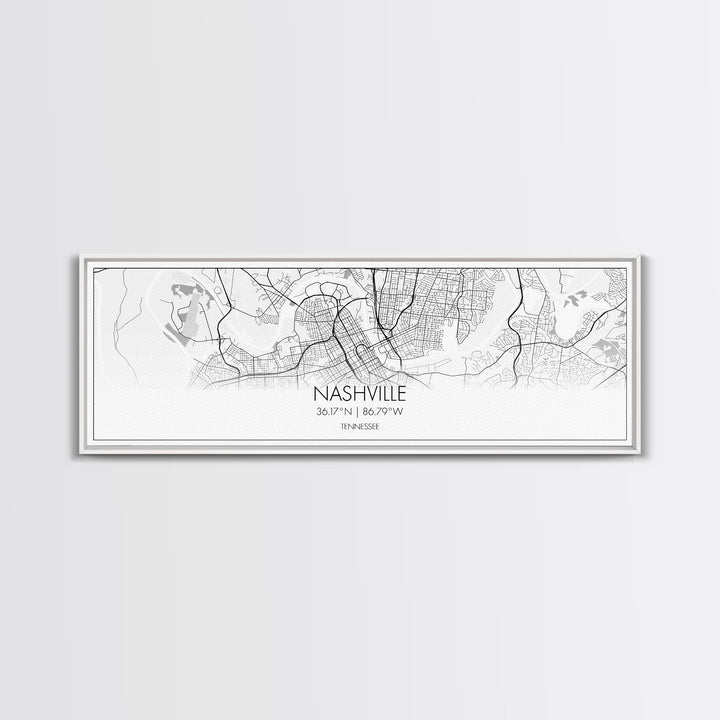 Panoramic Nashville City Map, Tennessee Art, Map Print, Minimalist Wall Art, Canvas Art, Housewarming Gift, Street Map Art, Closing Gift
