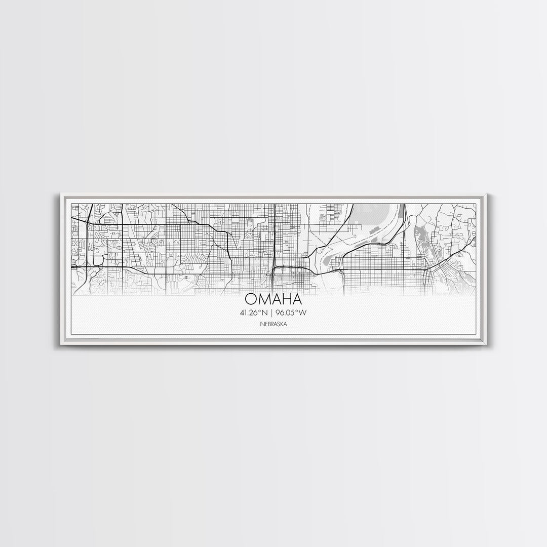 Panoramic Omaha City Map, Nebraska Art, Map Print, Minimalist Wall Art, Canvas Art, Housewarming Gift, Street Map Art, Closing Gift