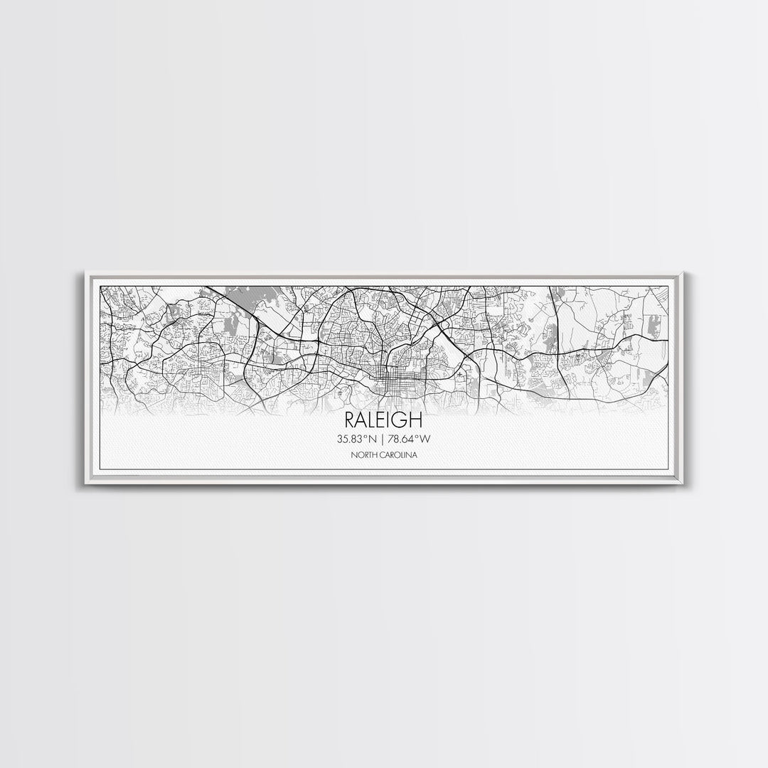 Panoramic Raleigh City Map, North Carolina Art, Map Print, Minimalist Wall Art, Canvas Art, Housewarming Gift, Street Map Art, Closing Gift