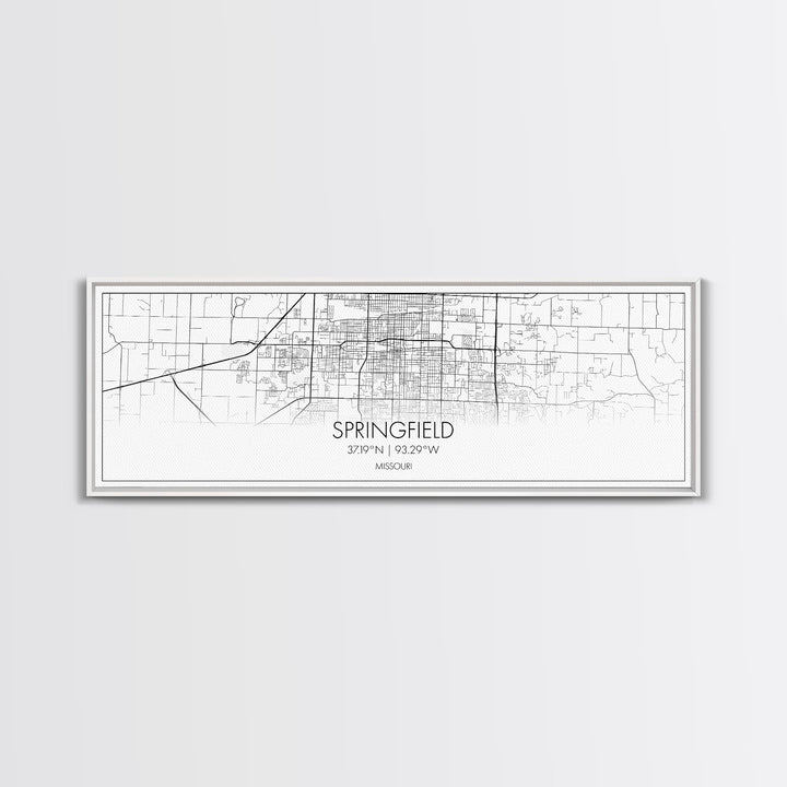 Panoramic Springfield City Map, Missouri Art, Map Print, Minimalist Wall Art, Canvas Art, Housewarming Gift, Street Map Art, Closing Gift