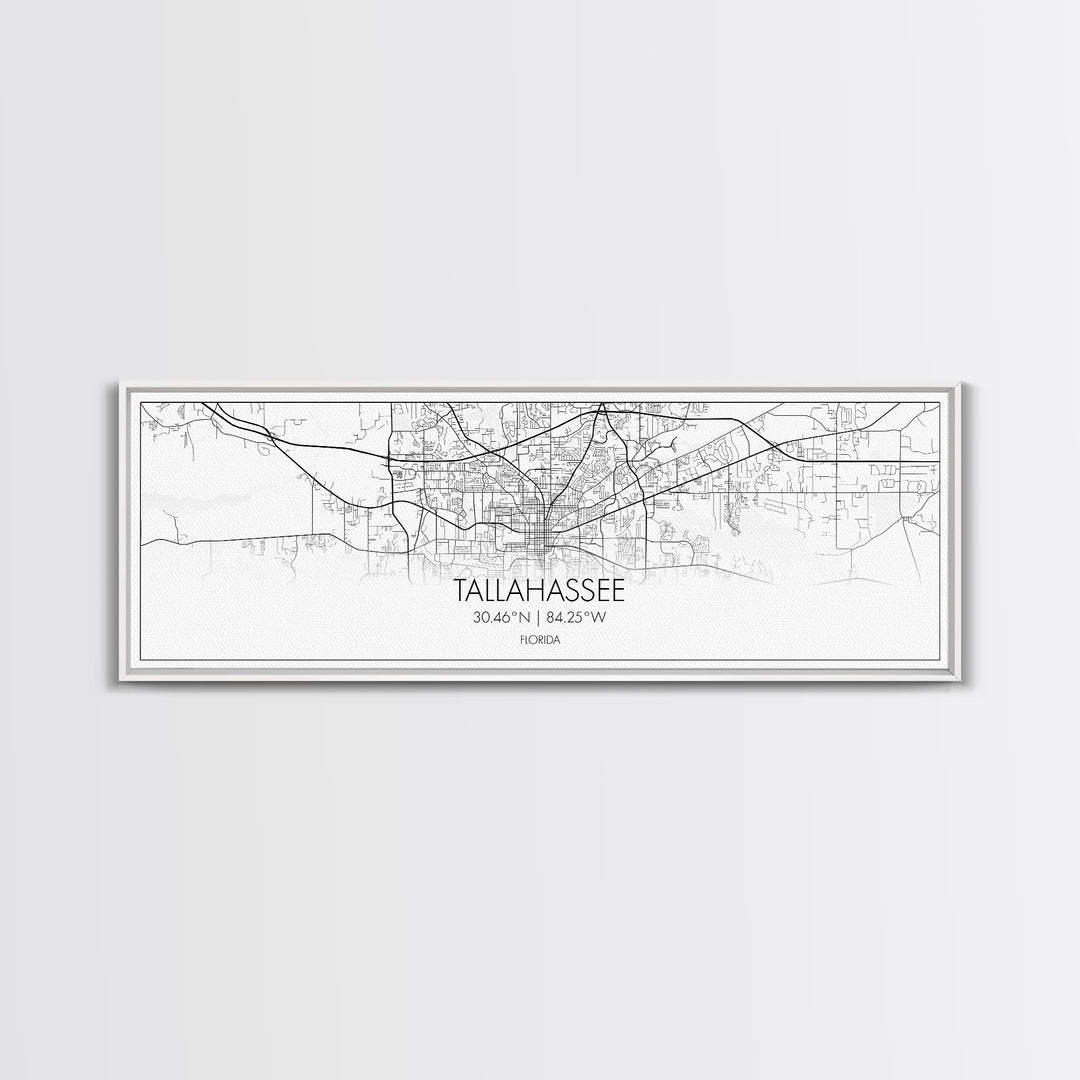 Panoramic Tallahassee City Map, Florida Art, Map Print, Minimalist Wall Art, Canvas Art, Housewarming Gift, Street Map Art, Closing Gift