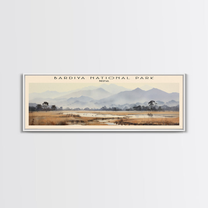 Bardiya National Park Retro Style Travel Poster - Framed Canvas Print - COUNTRY Travel Decor, Vintage Style Home Decor - Travel Print - Wall Art