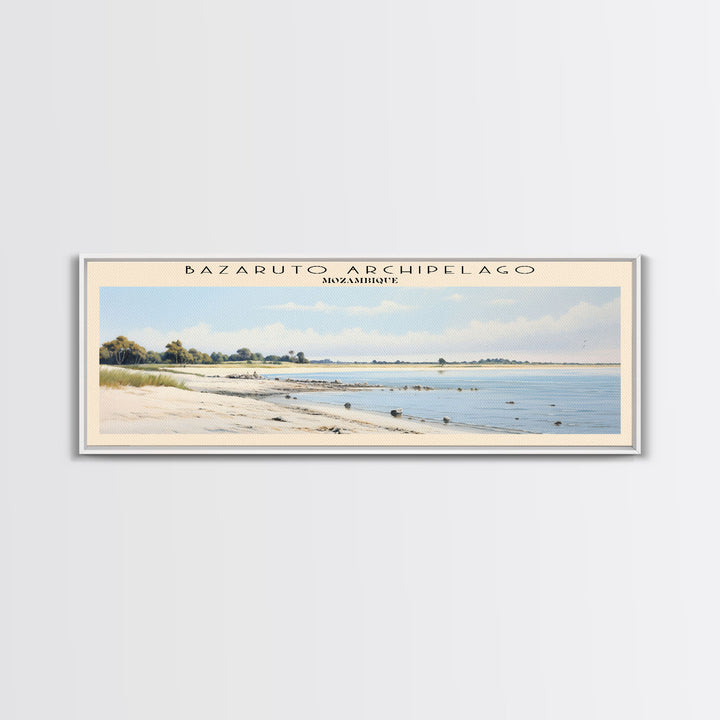 Bazaruto Archipelago Travel Art Framed Canvas Print, COUNTRY Wall Decor, Home Decor, Travel Poster, Vintage Wall Art, Watercolor Painting