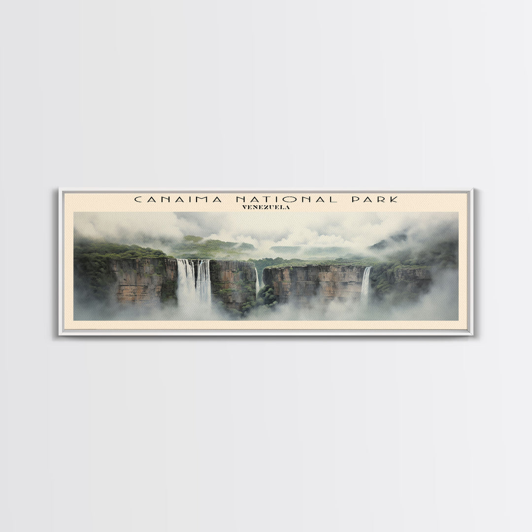 Canaima National Park Retro Style Travel Poster - Framed Canvas Print - COUNTRY Travel Decor | Vintage Style Home Decor - Travel Print - Wall Art
