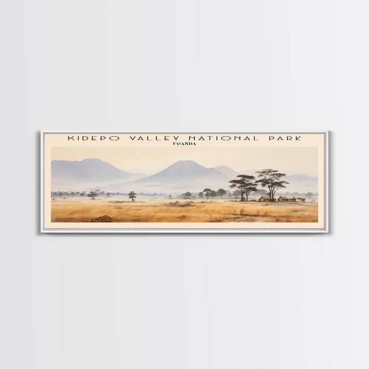 Kidepo Valley National Park Retro Style Travel Poster - Framed Canvas Print - COUNTRY Travel Decor | Vintage Style Home Decor - Travel Print - Wall Art
