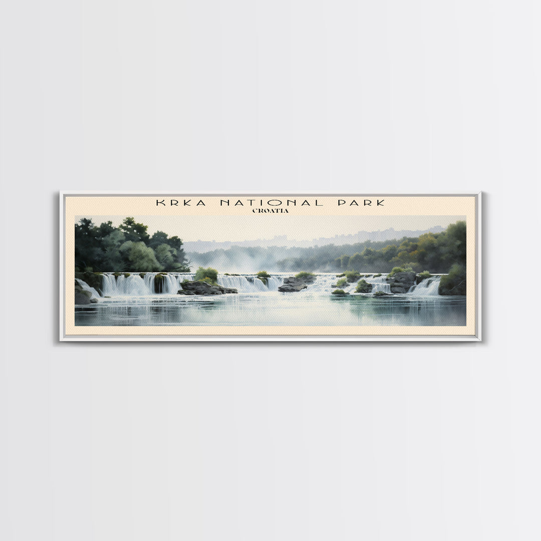 Krka National Park Retro Style Travel Poster - Framed Canvas Print - COUNTRY Travel Decor | Vintage Style Home Decor - Travel Print - Wall Art