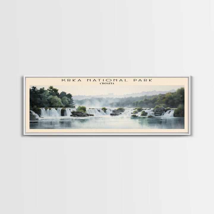 Krka National Park Retro Style Travel Poster - Framed Canvas Print - COUNTRY Travel Decor | Vintage Style Home Decor - Travel Print - Wall Art