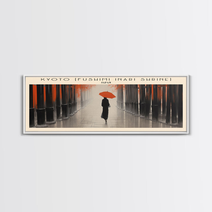 Kyoto Fushimi Inari Shrine Travel Art Framed Canvas Print, COUNTRY Wall Decor, Home Decor, Travel Poster, Vintage Wall Art, Watercolor Painting