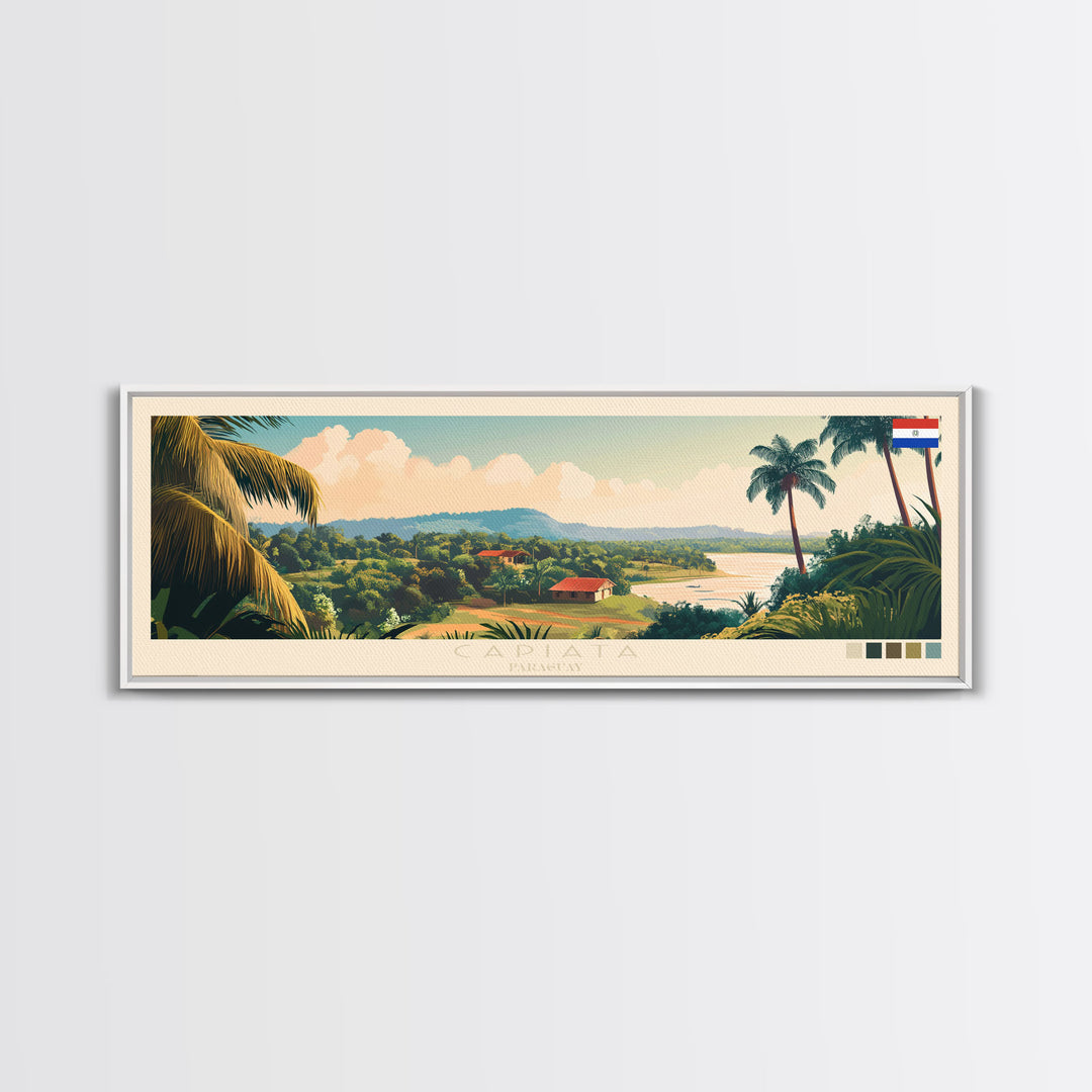 Capiata, Paraguay Panoramic Travel Poster Canvas Print, Capiata, Paraguay Painting, Paraguay Art, Capiata Travel Art, Living Room Painting
