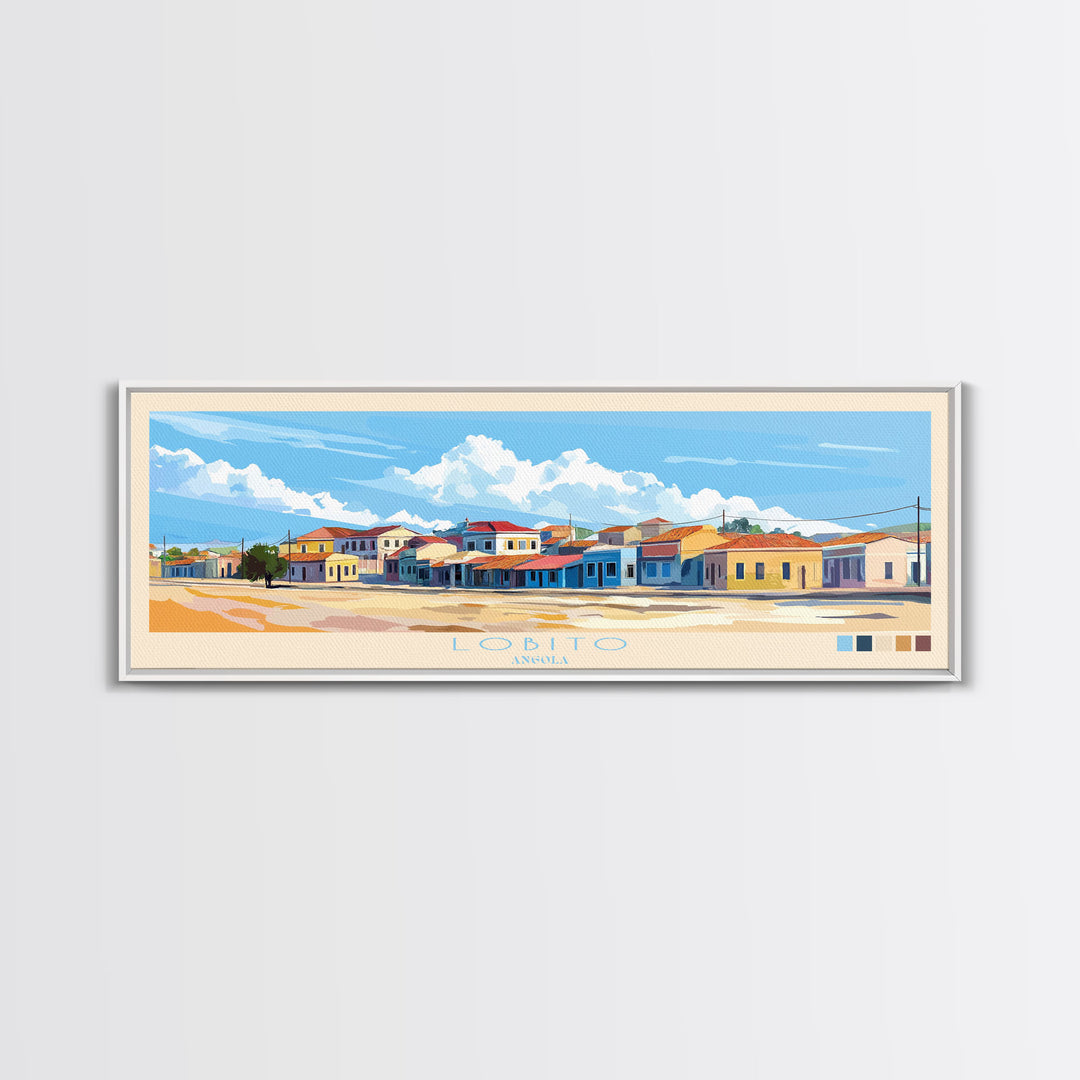 Lobito, Angola Travel Poster Panoramic Canvas Print, Lobito, Angola Painting, Angola Art, Lobito Travel Art, Guest Room Painting