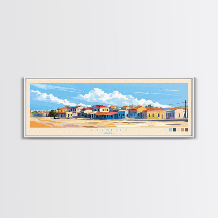 Lobito, Angola Travel Poster Panoramic Canvas Print, Lobito, Angola Painting, Angola Art, Lobito Travel Art, Guest Room Painting