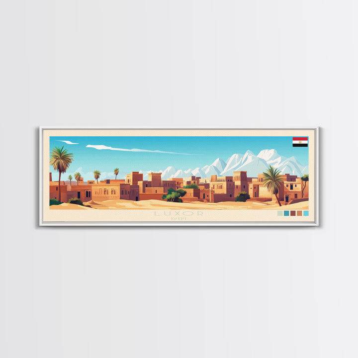 Luxor, Egypt Travel Poster Panoramic Canvas Print, Luxor, Egypt Painting, Egypt Art, Luxor Travel Art, Guest Room Painting