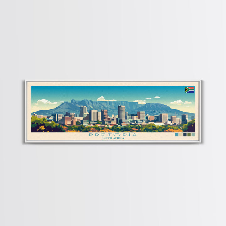 Pretoria, South Africa Panoramic Travel Poster Canvas Print, Pretoria, South Africa Painting, South Africa Art, Pretoria Travel Art, Living Room Painting