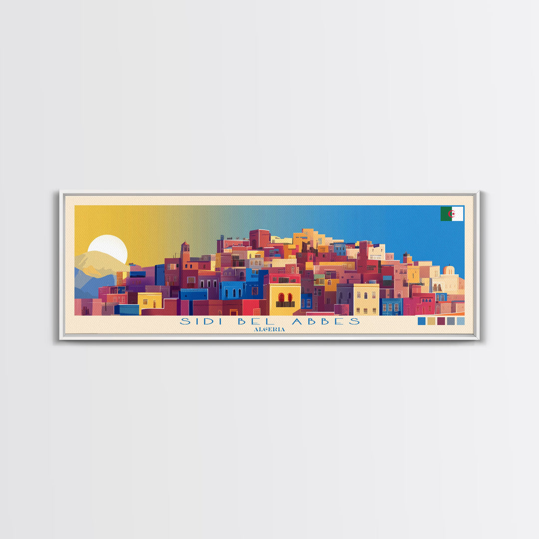 Sidi bel Abbes, Algeria Travel Poster Panoramic Canvas Print, Sidi bel Abbes, Algeria Painting, Algeria Art, Sidi bel Abbes Travel Art, Guest Room Painting