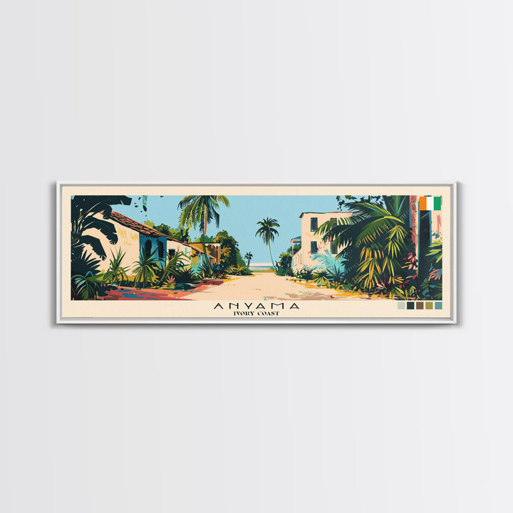 Anyama, Ivory Coast Panoramic Canvas Print, Anyama, Ivory Coast Painting, Ivory Coast Art, Anyama Travel Poster, Travel Art, Guest Room Painting