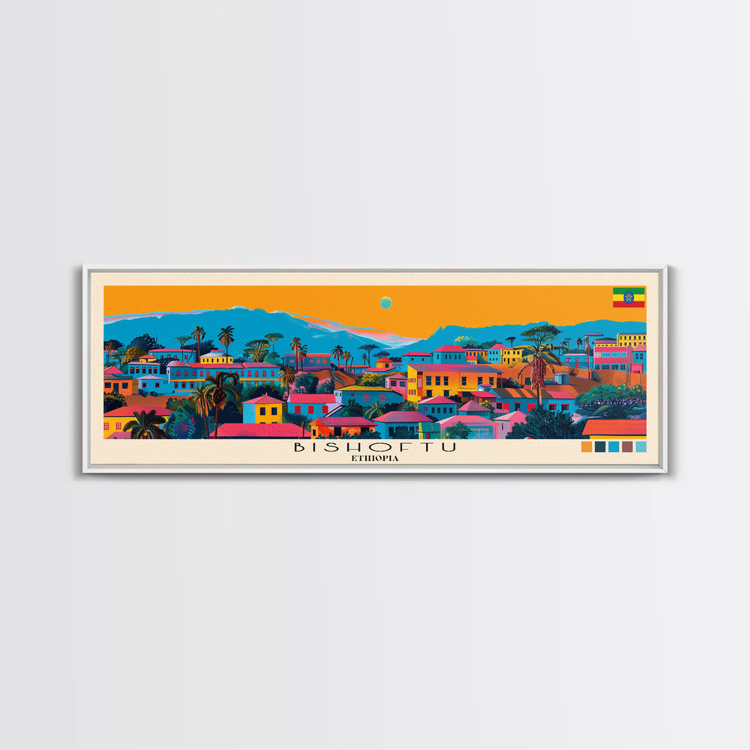 Bishoftu, Ethiopia Panoramic Canvas Print, Bishoftu, Ethiopia Painting, Ethiopia Art, Bishoftu Travel Poster, Travel Art, Vacation Gift