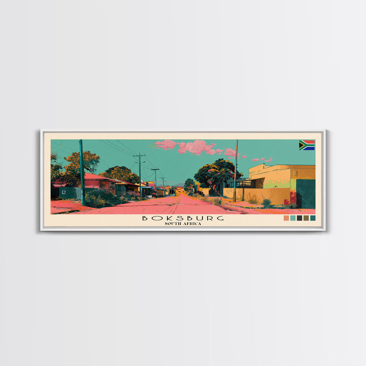 Boksburg, South Africa Panoramic Canvas Print, Boksburg, South Africa Painting, South Africa Art, Boksburg Travel Poster, Travel Art, Housewarming Gift
