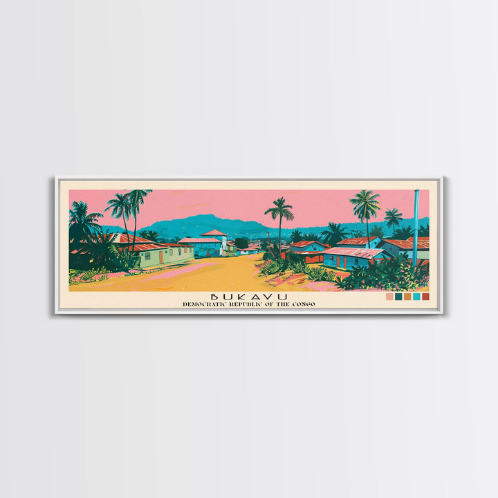 Bukavu, Congo Panoramic Canvas Print, Bukavu, Congo Painting, Congo Art, Bukavu Travel Poster, Travel Art, Living Room Painting