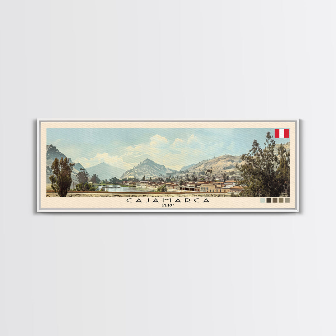 Cajamarca, Peru Panoramic Canvas Print, Cajamarca, Peru Painting, Peru Art, Cajamarca Travel Poster, Travel Art, Guest Room Painting