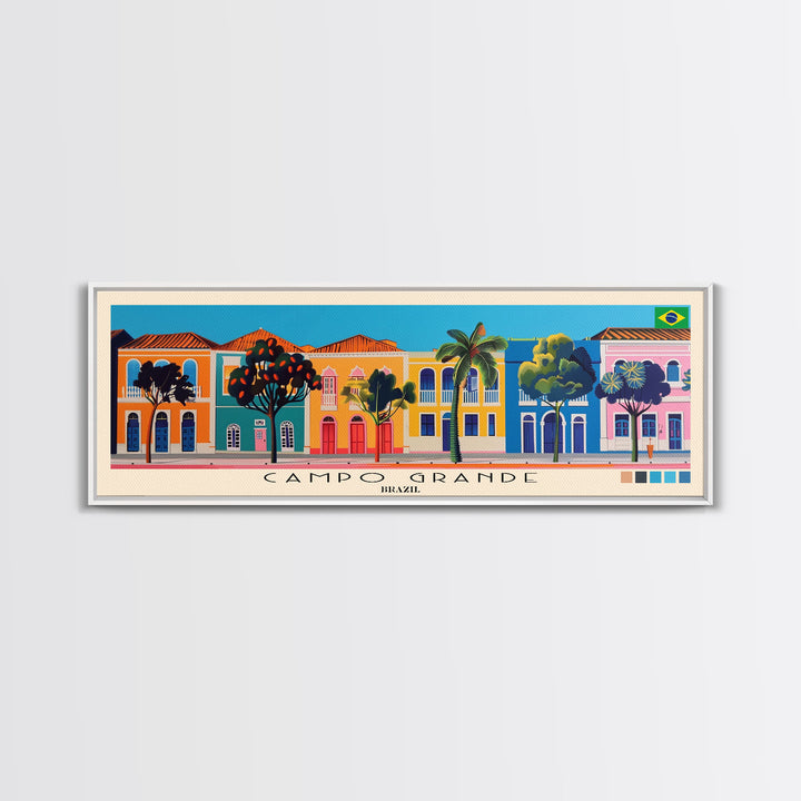 Campo Grande, Brazil Panoramic Canvas Print, Campo Grande, Brazil Painting, Brazil Art, Campo Grande Travel Poster, Travel Art, Guest Room Painting
