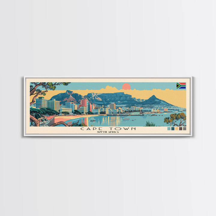 Cape Town, South Africa Panoramic Canvas Print, Cape Town, South Africa Painting, South Africa Art, Cape Town Travel Poster, Travel Art, Housewarming Gift