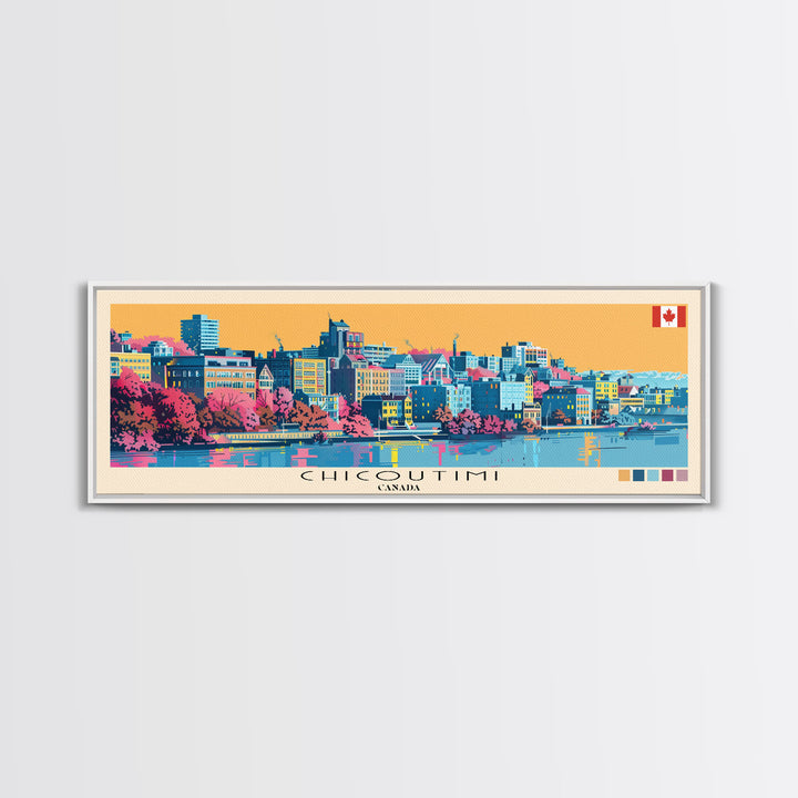 Chicoutimi, Canada Panoramic Canvas Print, Chicoutimi, Canada Painting, Canada Art, Chicoutimi Travel Poster, Travel Art, Guest Room Painting