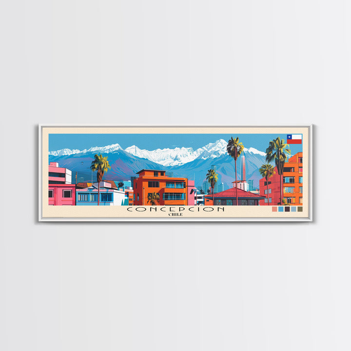 Concepcion, Chile Panoramic Canvas Print, Concepcion, Chile Painting, Chile Art, Concepcion Travel Poster, Travel Art, Living Room Painting