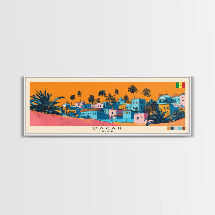 Dakar, Senegal Panoramic Canvas Print, Dakar, Senegal Painting, Senegal Art, Dakar Travel Poster, Travel Art, Vacation Gift