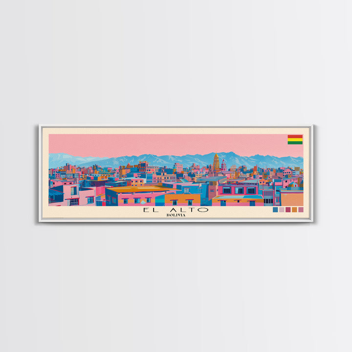 El Alto, Bolivia Panoramic Canvas Print, El Alto, Bolivia Painting, Bolivia Art, El Alto Travel Poster, Travel Art, Housewarming Gift