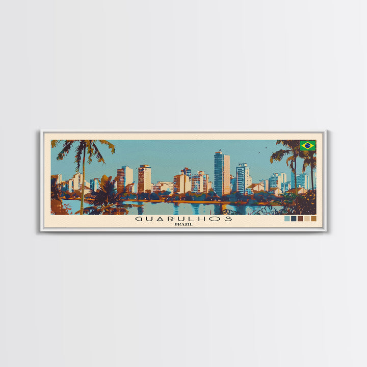 Guarulhos, Brazil Panoramic Canvas Print, Guarulhos, Brazil Painting, Brazil Art, Guarulhos Travel Poster, Travel Art, Guest Room Painting