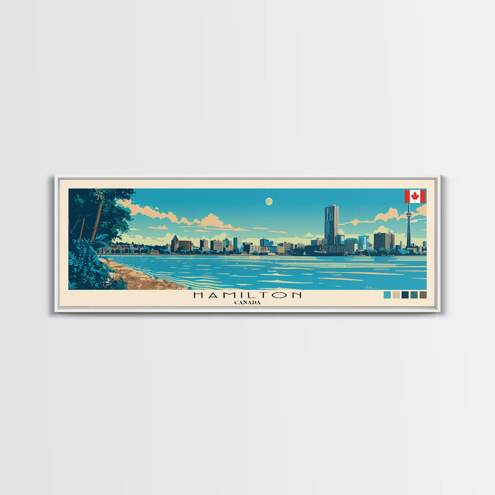 Hamilton, Canada Panoramic Canvas Print, Hamilton, Canada Painting, Canada Art, Hamilton Travel Poster, Travel Art, Living Room Painting