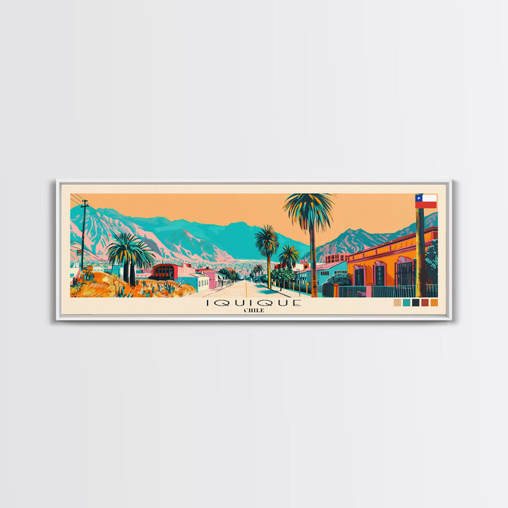 Iquique, Chile Panoramic Canvas Print, Iquique, Chile Painting, Chile Art, Iquique Travel Poster, Travel Art, Vacation Gift