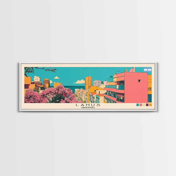 Lanus, Argentina Panoramic Canvas Print, Lanus, Argentina Painting, Argentina Art, Lanus Travel Poster, Travel Art, Guest Room Painting
