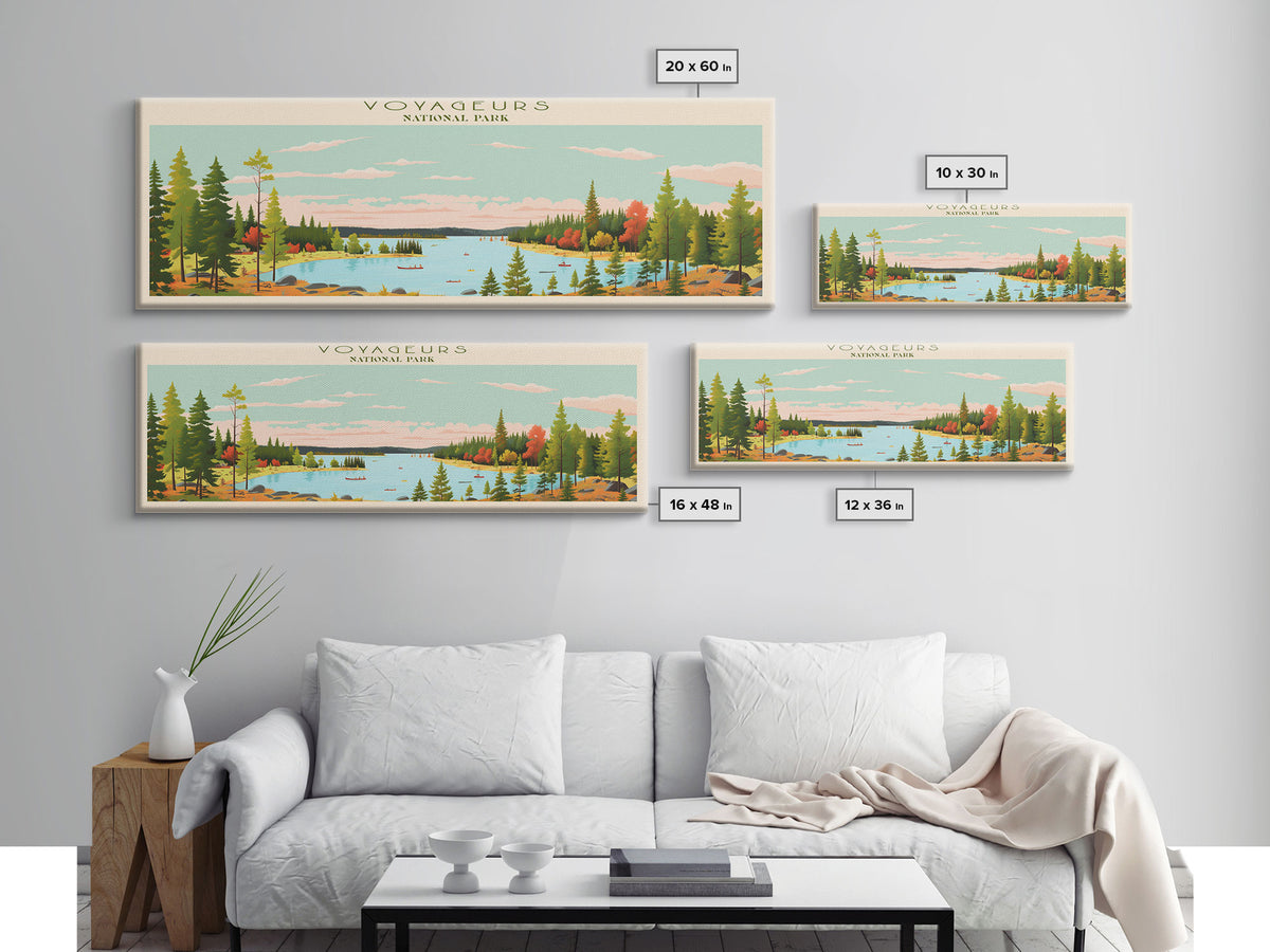 Voyageurs National Park Panoramic Minnesota Travel Art, National Park Print, Minimalist Travel Art, Midcentury Modern Style Landscape