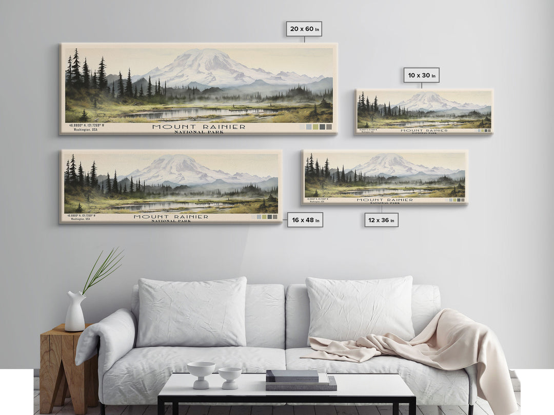 Mount Rainier National Park Panoramic Travel Art, National Park Print ...