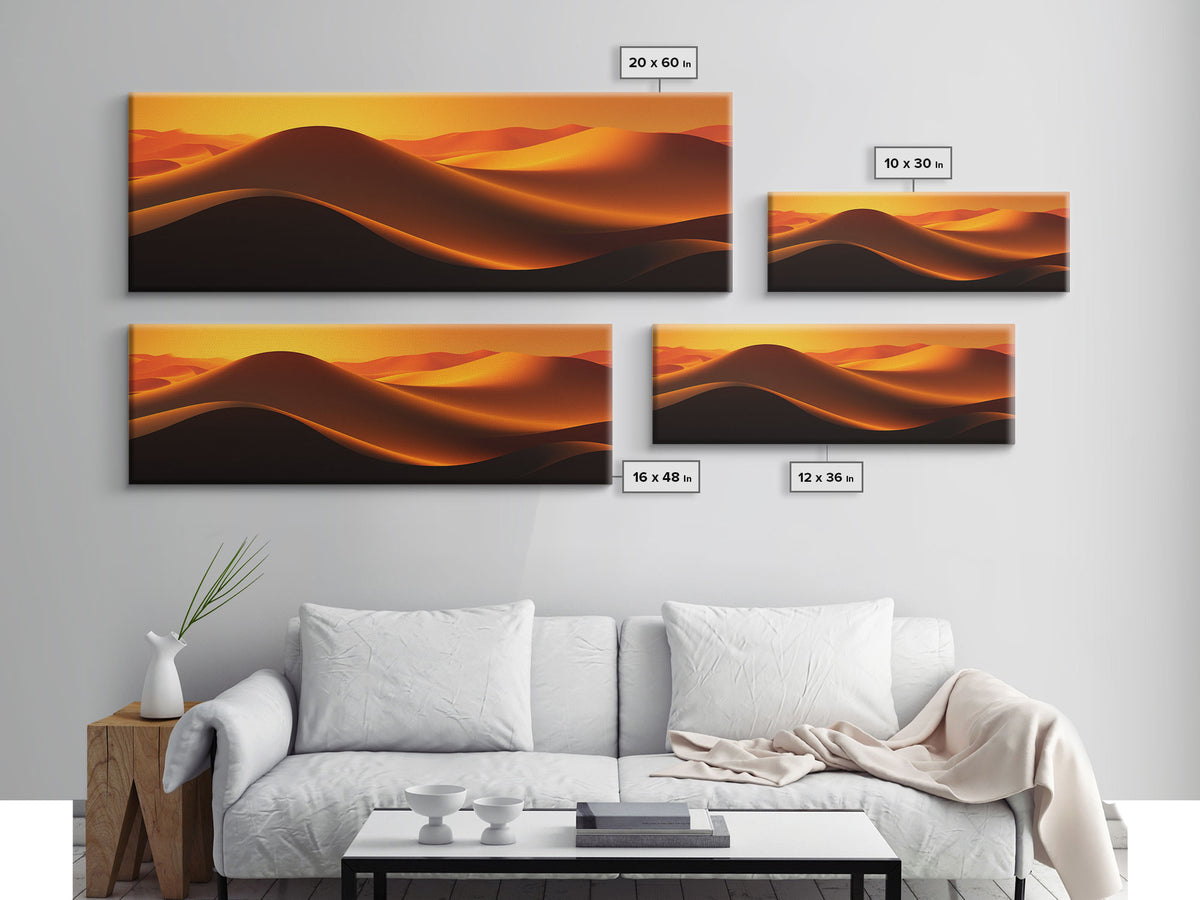 Asbtract Art Deco Style Sand Dunes, Framed Canvas Print, Living Room Decor, MCM Style Art, Midcentury Modern, Minimalist Art