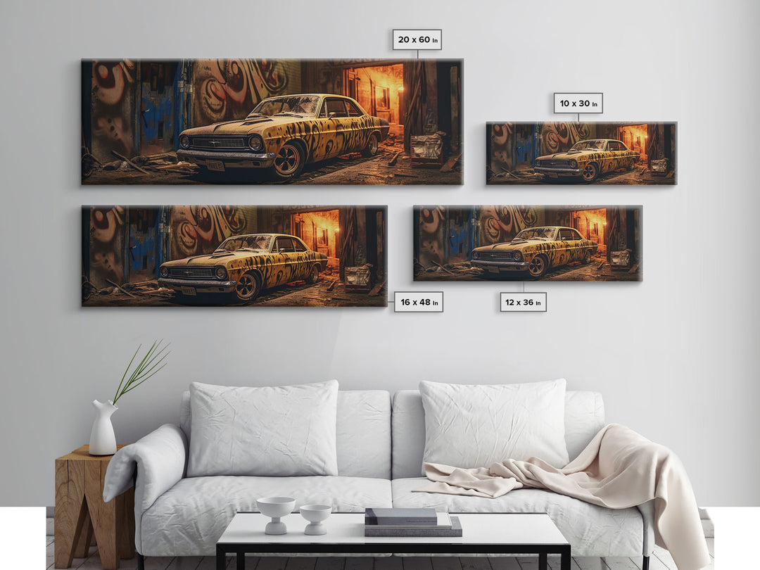 Graffiti Punk Wall Art, Street Art, Framed Canvas Print, Detroit Muscle, Limited Edition, High Quality Art, Game Room Art, Mancave