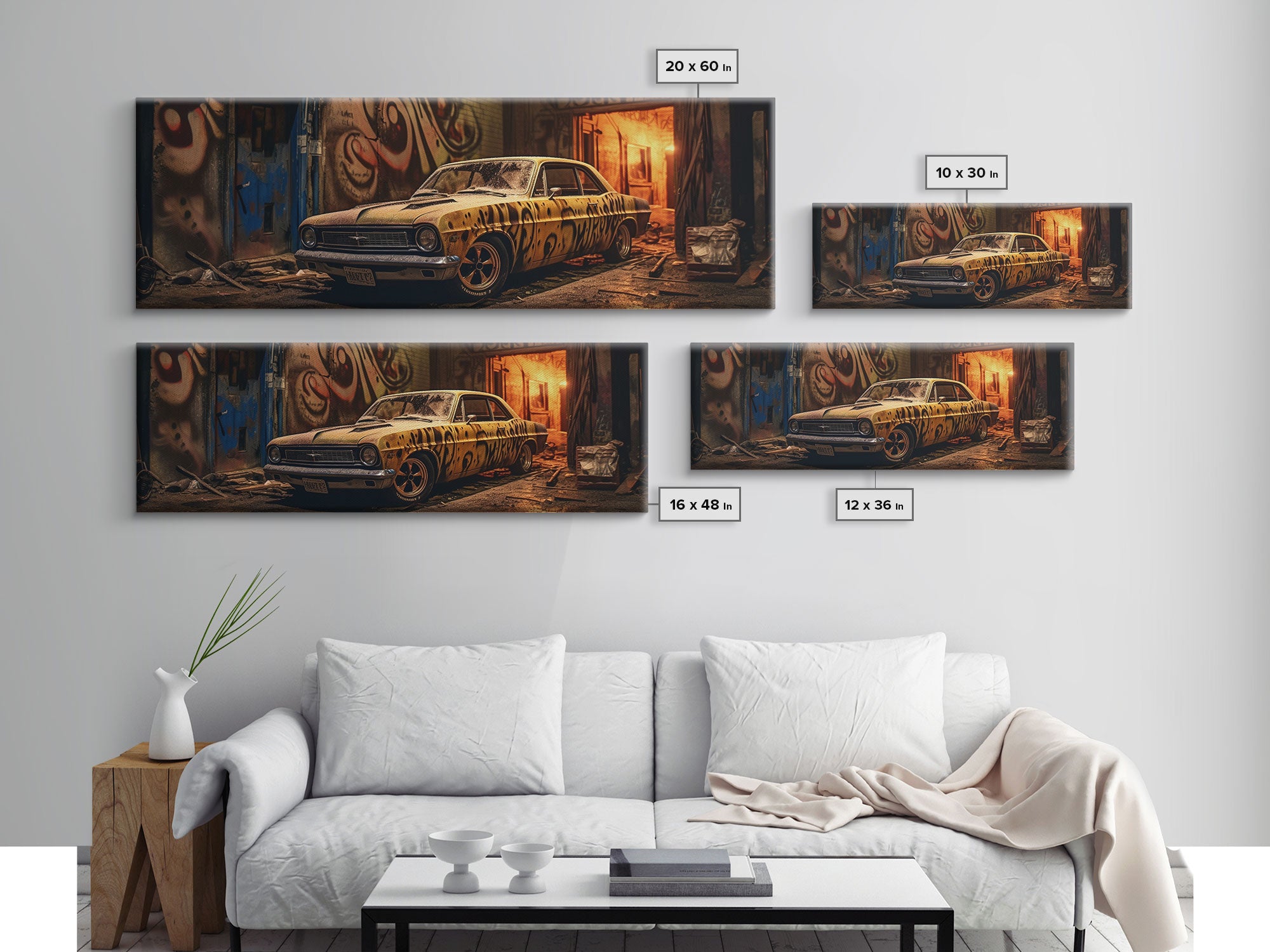 Graffiti Punk Wall Art, Street Art, Framed Canvas Print, Detroit Muscle, Limited Edition, High Quality Art, Game Room Art, Mancave