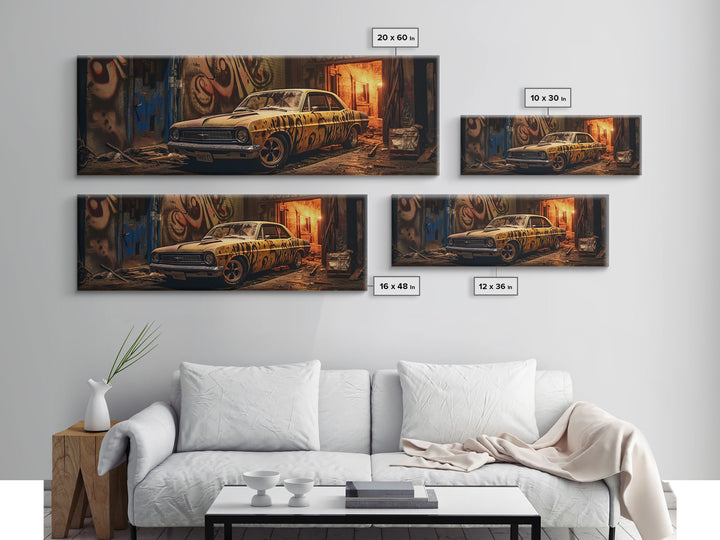 Graffiti Punk Wall Art, Street Art, Framed Canvas Print, Detroit Muscle, Limited Edition, High Quality Art, Game Room Art, Mancave