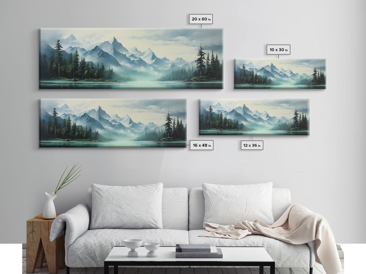 Mountain Lake Wall Art, Oil Landscape Painting On Canvas - Large Gallery Wrapped Canvas Wall Art Prints With/Without Floating Frames