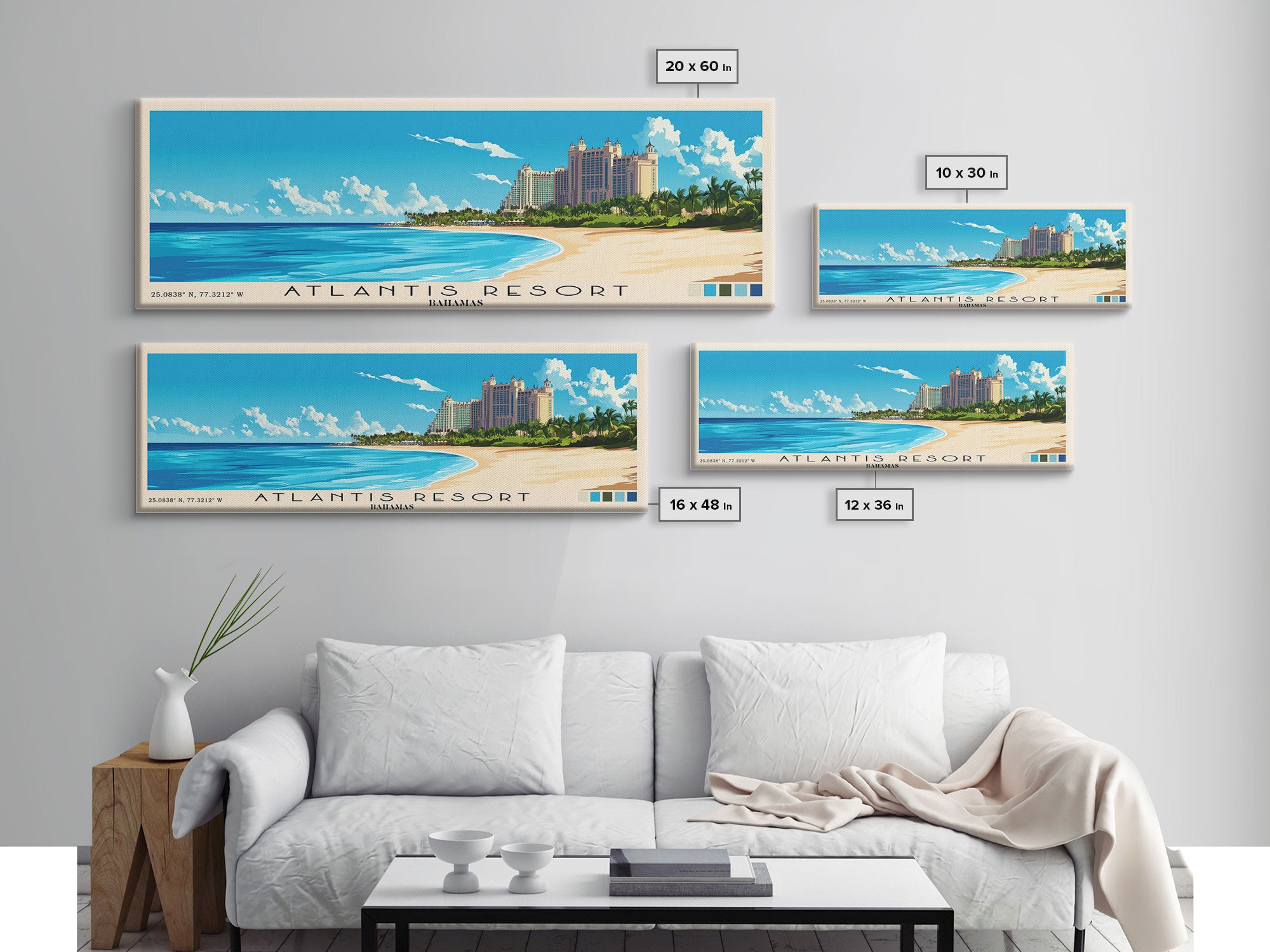 Atlantis Resort, Bahamas Panoramic Print, Vacation Gift, Bahamas Wall Art, Vacation Wall Art, Vacatation Memories, Beach Decor, Beach Or Lakehouse Art