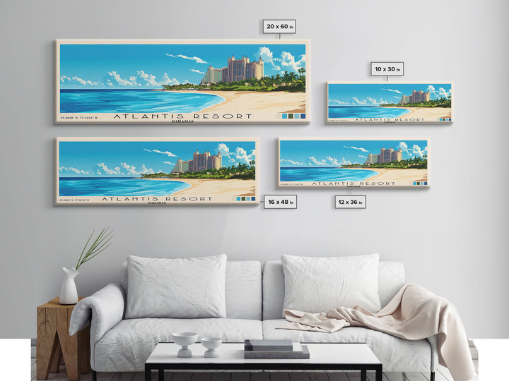 Atlantis Resort, Bahamas Panoramic Print, Vacation Gift, Bahamas Wall Art, Vacation Wall Art, Vacatation Memories, Beach Decor, Beach Or Lakehouse Art