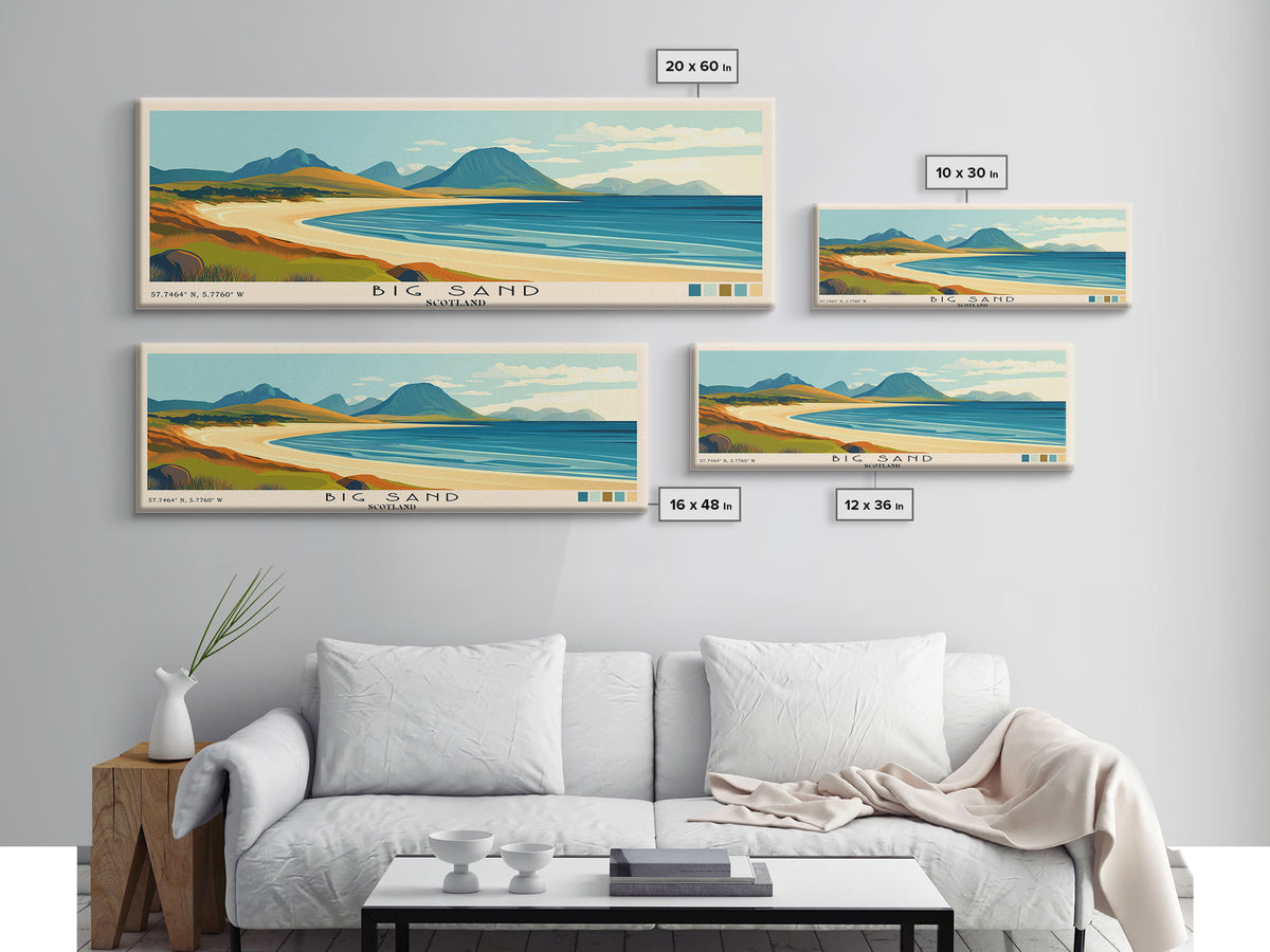 Big Sand, Scotland Panoramic Print, Vacation Gift, Scotland Wall Art, Vacation Wall Art, Vacatation Memories, Beach Decor, Beach Or Lakehouse Art