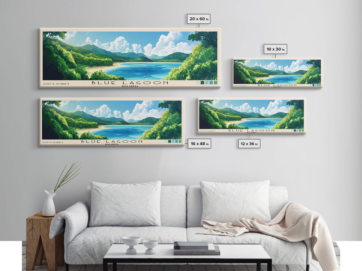 Blue Lagoon, Malasyia Panoramic Print, Vacation Gift, Malasyia Wall Art, Vacation Wall Art, Vacatation Memories, Beach Decor, Beach Or Lakehouse Art