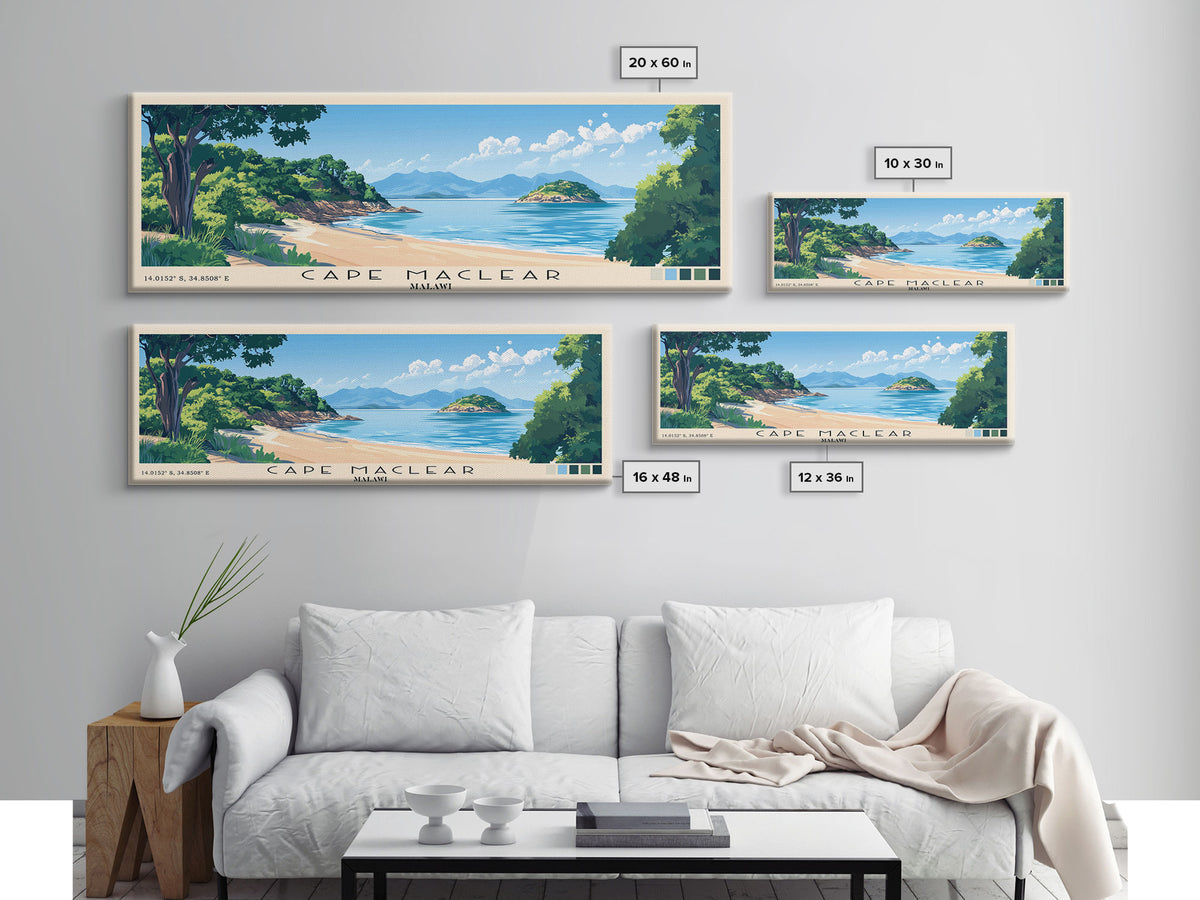 Cape Maclear, Malawi Panoramic Print, Vacation Gift, Malawi Wall Art, Beach Painting, Beach Decor, Beach Or Lakehouse Art