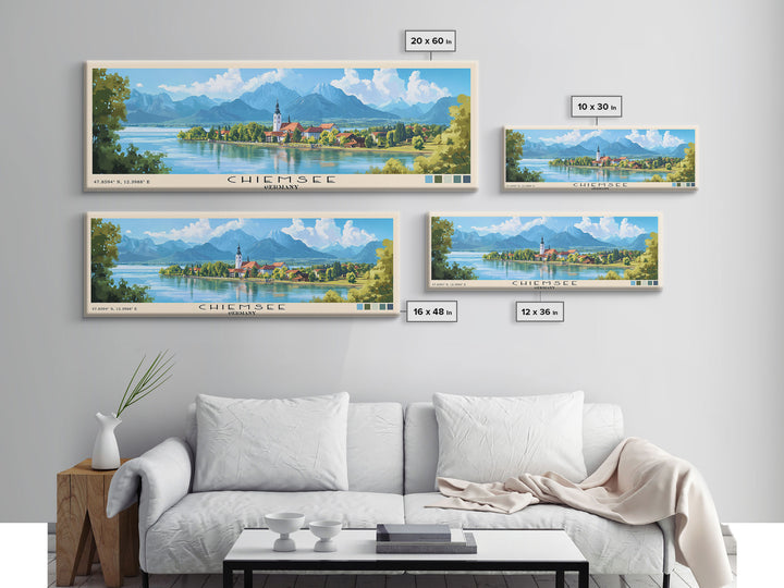 Chiemsee, Germany Panoramic Print, Vacation Gift, Germany Wall Art, Beach Painting, Beach Decor, Beach Or Lakehouse Art