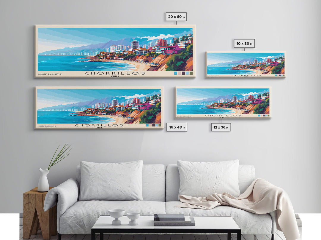 Chorrillos, Chile Panoramic Print, Vacation Gift, Chile Wall Art, Vacation Wall Art, Vacatation Memories, Beach Decor, Beach Or Lakehouse Art