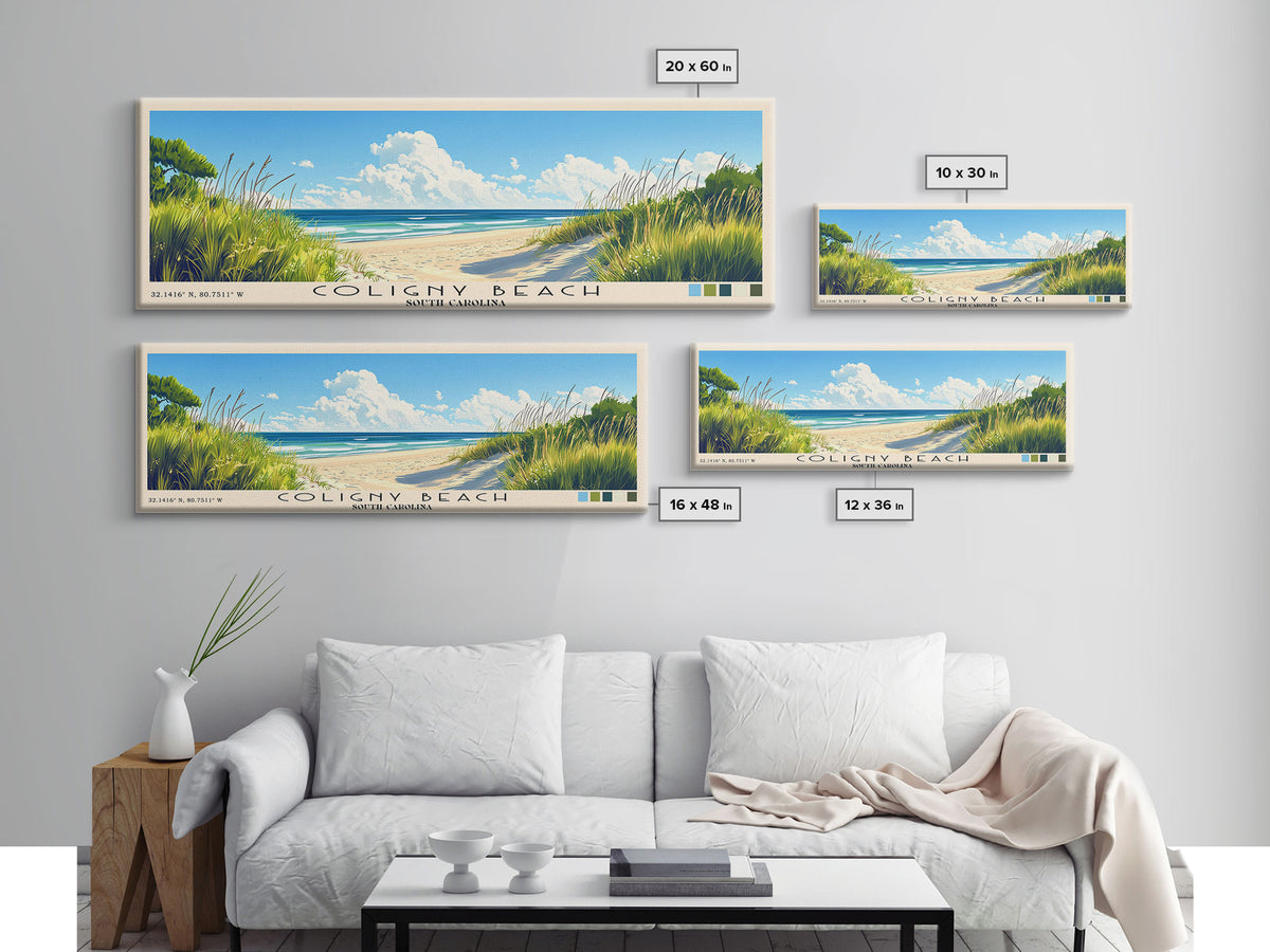 Coligny Beach, South Carolina Panoramic Print, Vacation Gift, South Carolina Wall Art, Beach Painting, Beach Decor, Beach Or Lakehouse Art